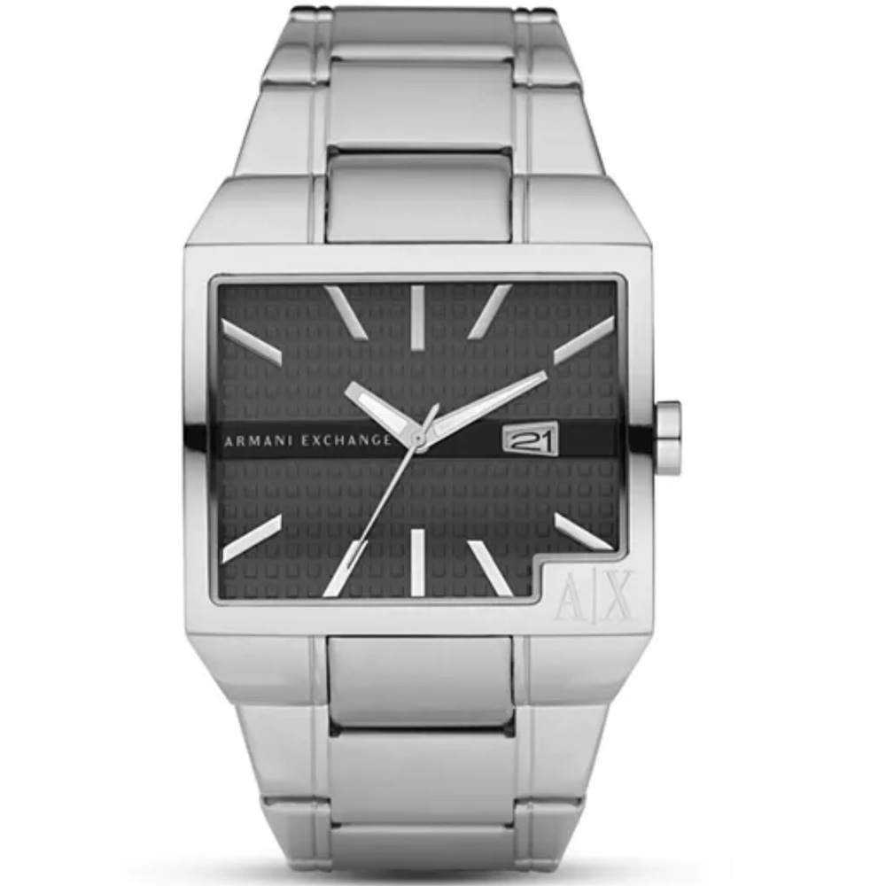 Armani Exchange AX2003 Square Stainless Steel Menโs Watch Silver